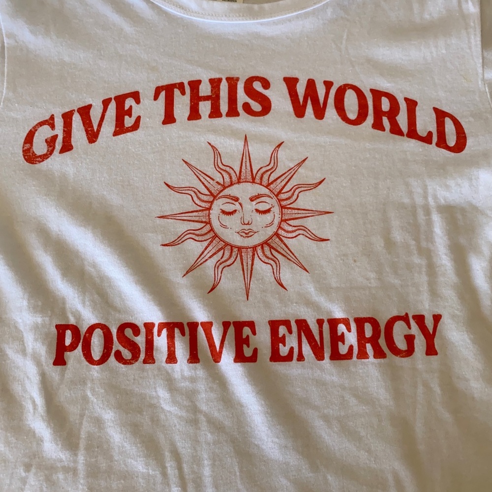 White tee red font